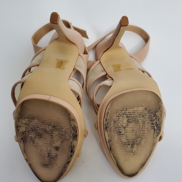 Colin Stuart Stiletto Sandals Mesh Panels Ankle Strap Neutral Size 9 - Picture 9 of 15